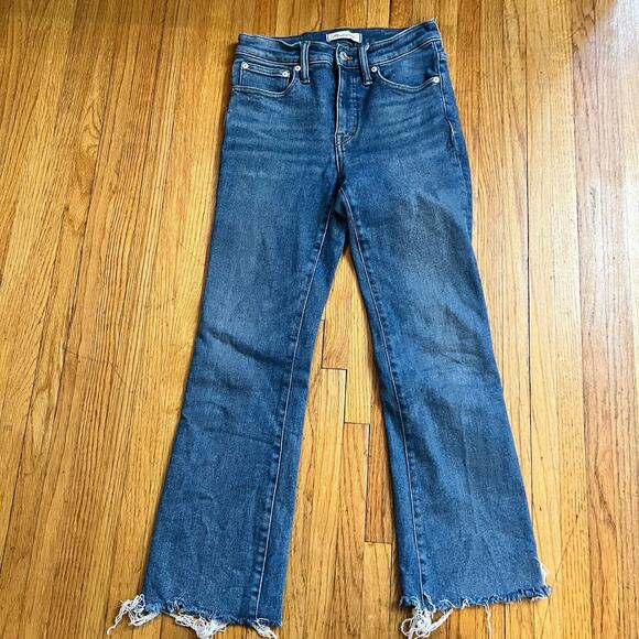 Madewell Jeans Womens 26 Cali Demi Boot Blue Denim Raw Hem - Picture 1 of 12